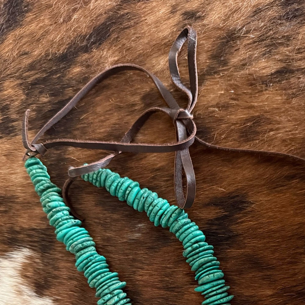 Keep It Gypsy SANDRA LING Design Turquoise Stone Leather Adjust Choker Necklace - Picture 5 of 5